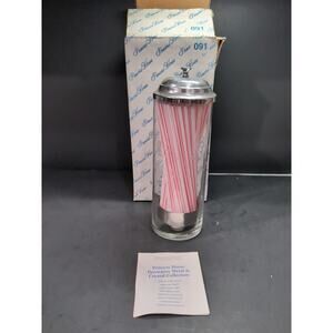 Princess House Straw Dispenser Holder, Glass Straw Holder, Vintage‎ Glassware